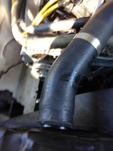 And with the upper connection fully inserted into the upper hose. Copper screen should not interfere with the area involved with clamping to avoid leaks.